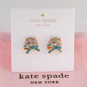 Kate Spade Snow Leopard Bowtie Stud Earrings (with Dust Bag) NEW